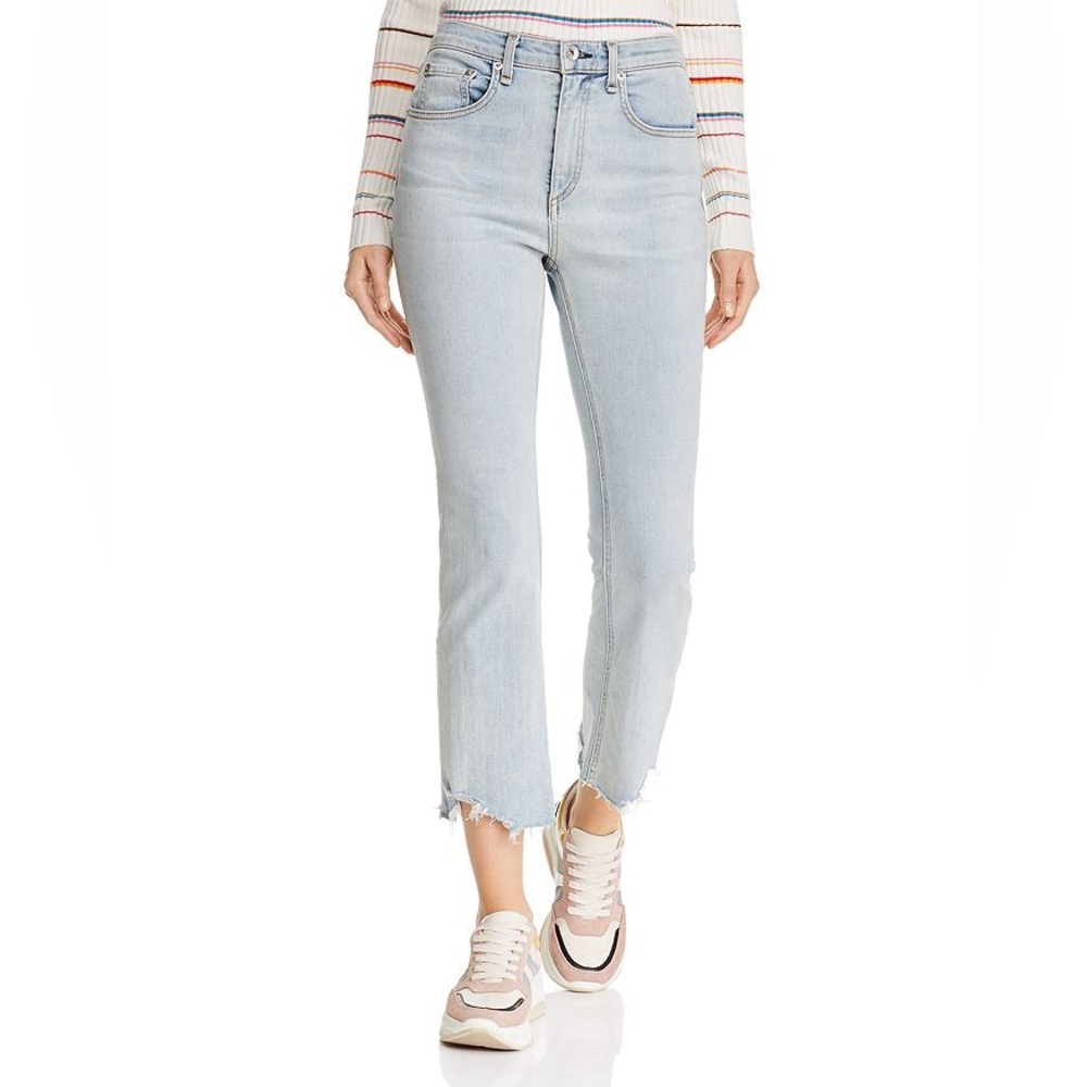 Rag & Bone Hana Destroyed Hem Cropped Flare Jeans Size 24